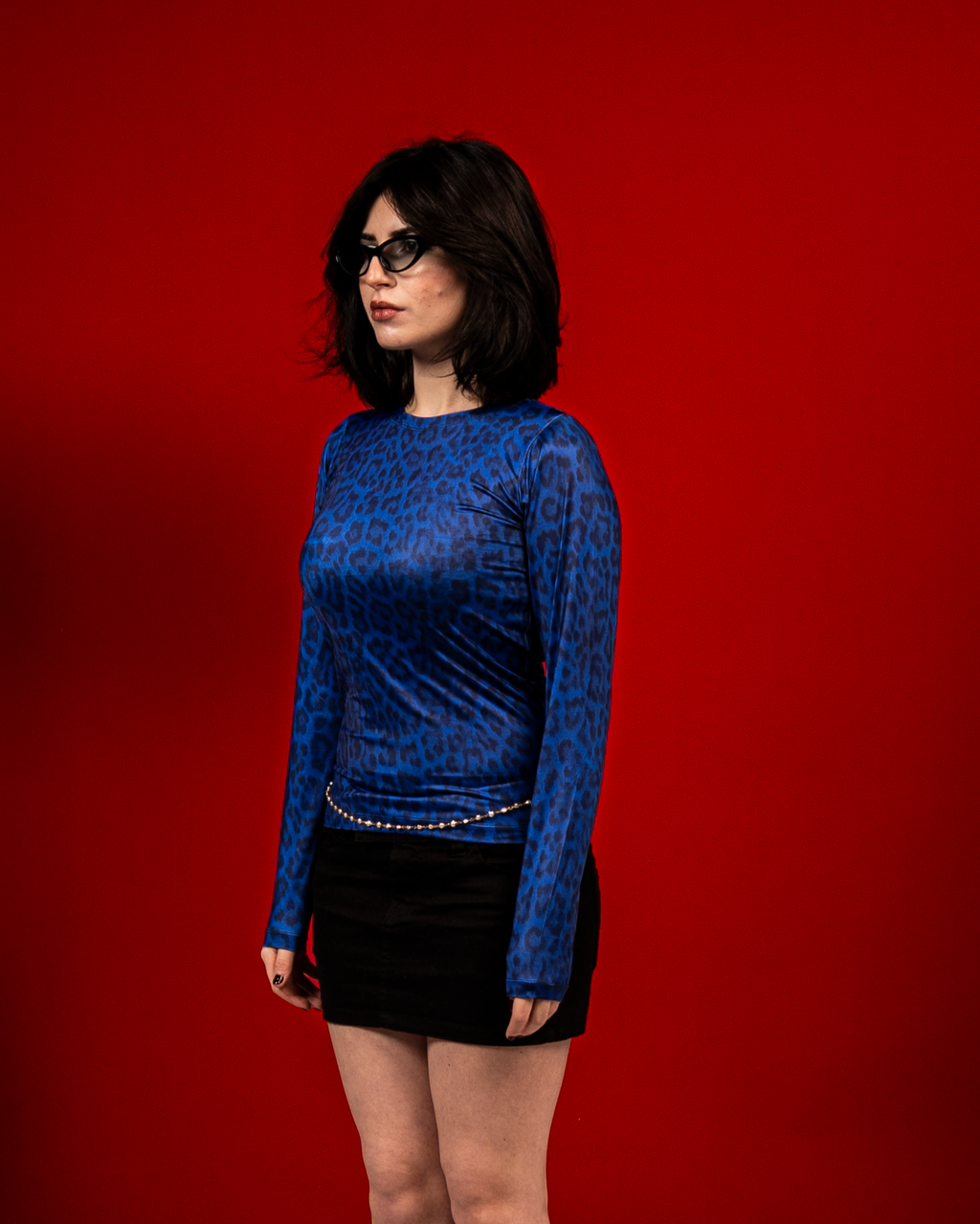Navy leopard top
