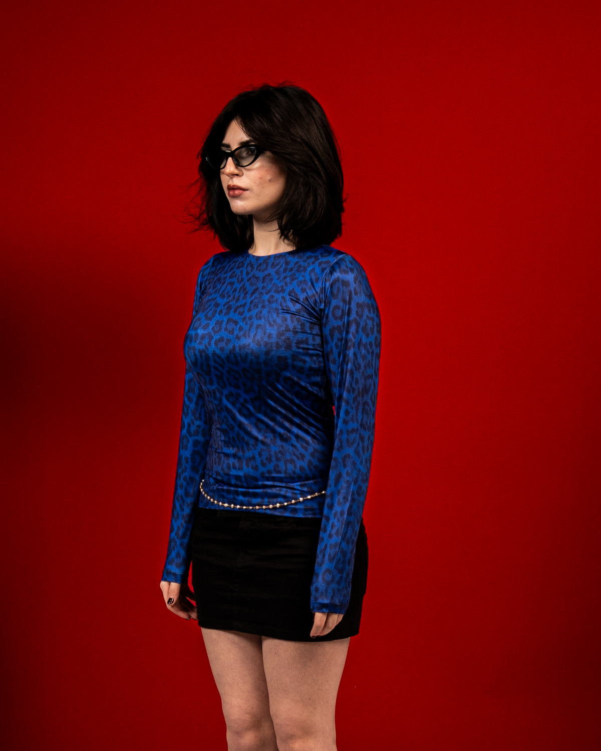 Navy leopard top