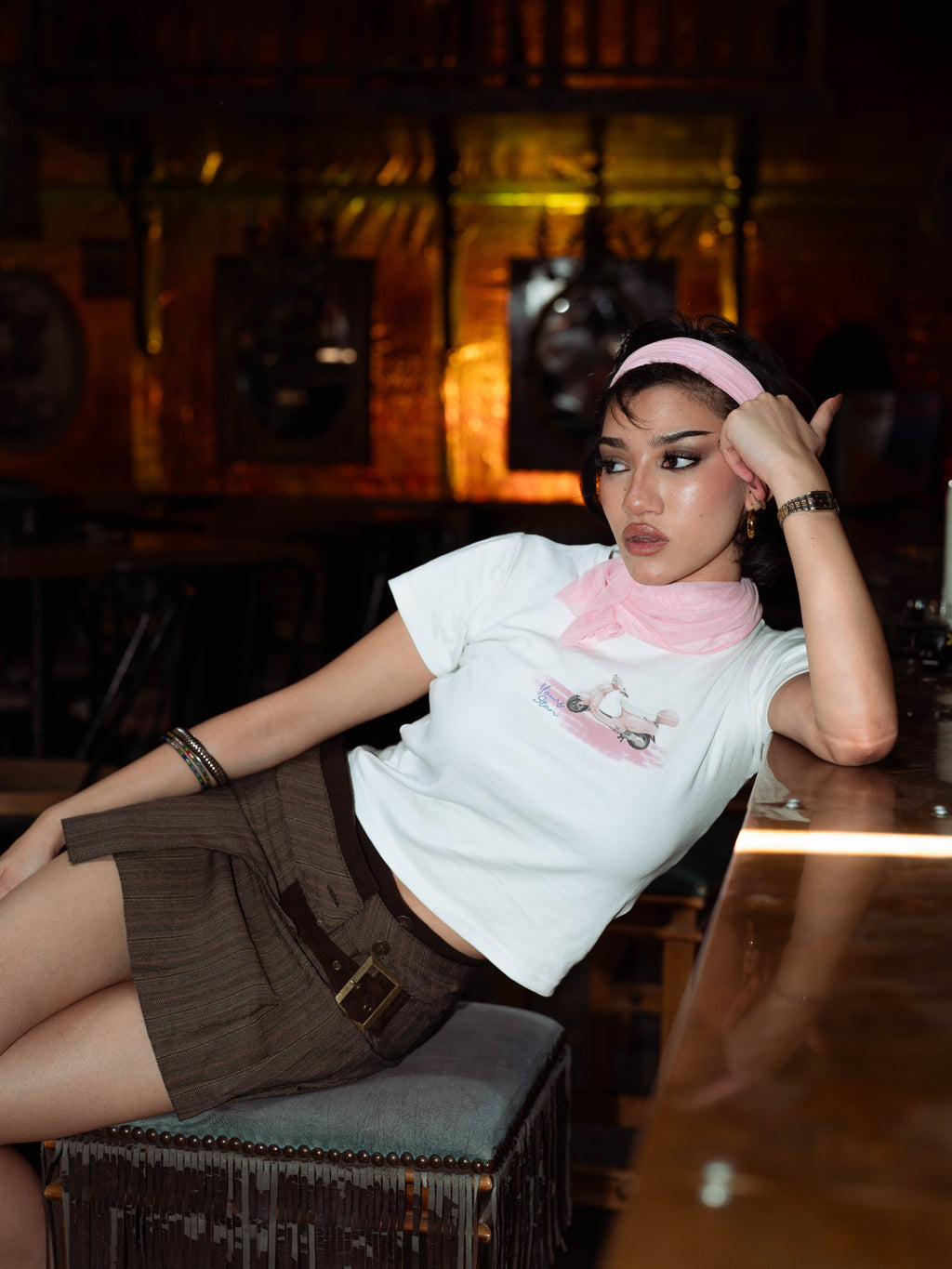Vespa Fiesta white baby tee