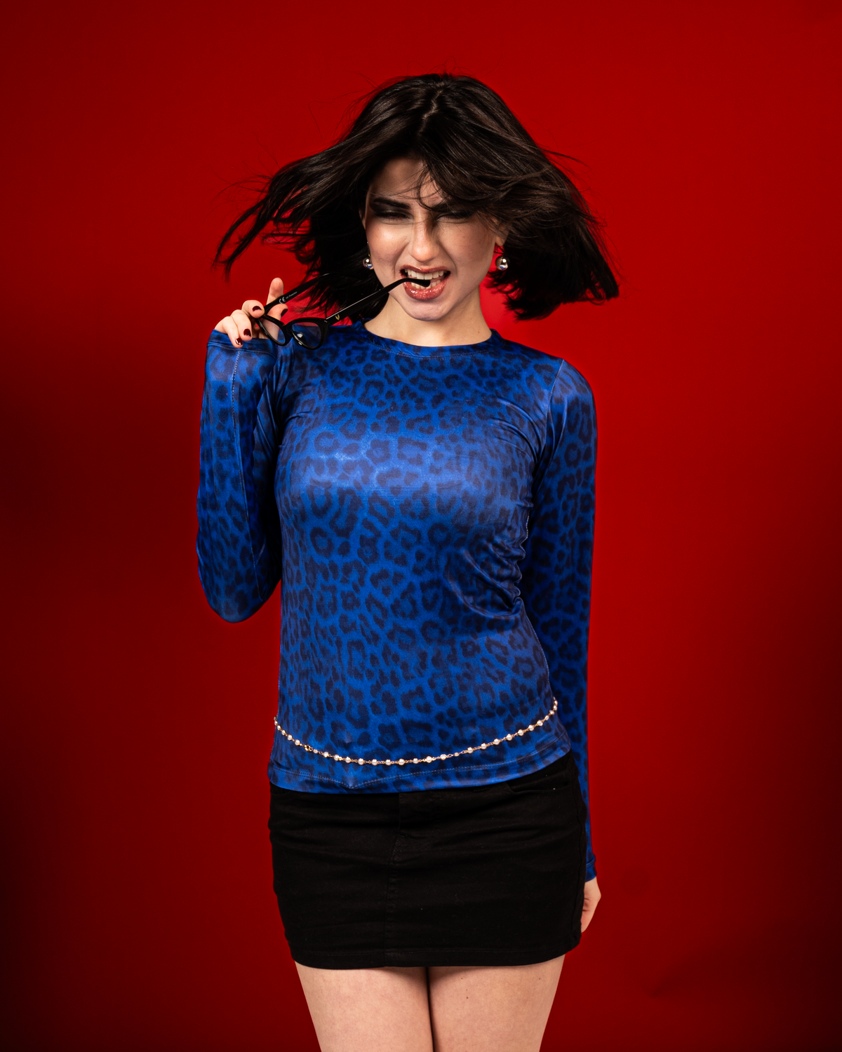 Navy leopard top